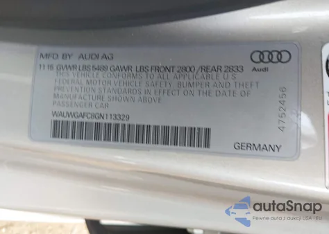 2016 Audi A7 3.0T Premium Plus from USA, damaged, VIN WAUWGAFC8GN113329